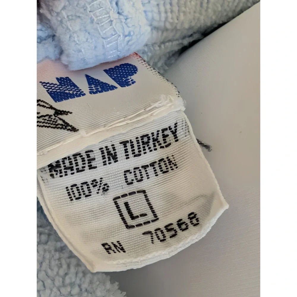 Vintage WAM 100% Turkish Cotton Bathrobe – Light Blue Spa Plush Luxury Robe L